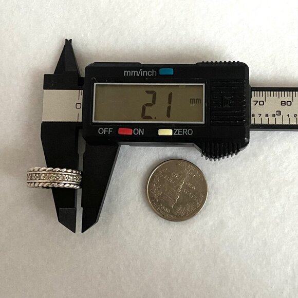 Sterling Silver 925 Chunky Inset Round Cubic Zirconia CZ Wide Band Ring Sz 5.75 - Picture 15 of 16